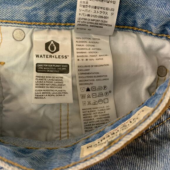 Levis 30 Premium Denim Distressed Cuff Jean Shorts Medium Blue - Picture 8 of 8